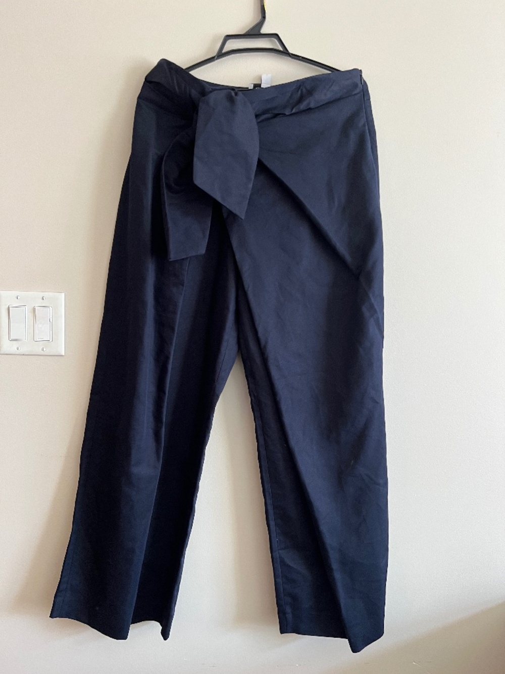 & Other Stories Navy Wide Leg Pants Size 8 Bow Belt Detail